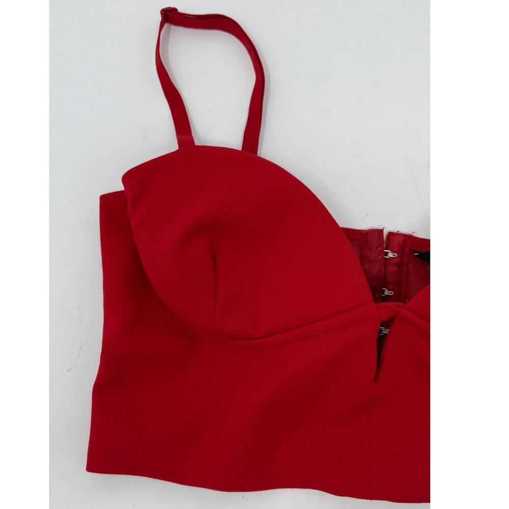Zara Red Bustier Bralette Top Padded Crop Going Out Party Night Size M - Picture 6 of 9